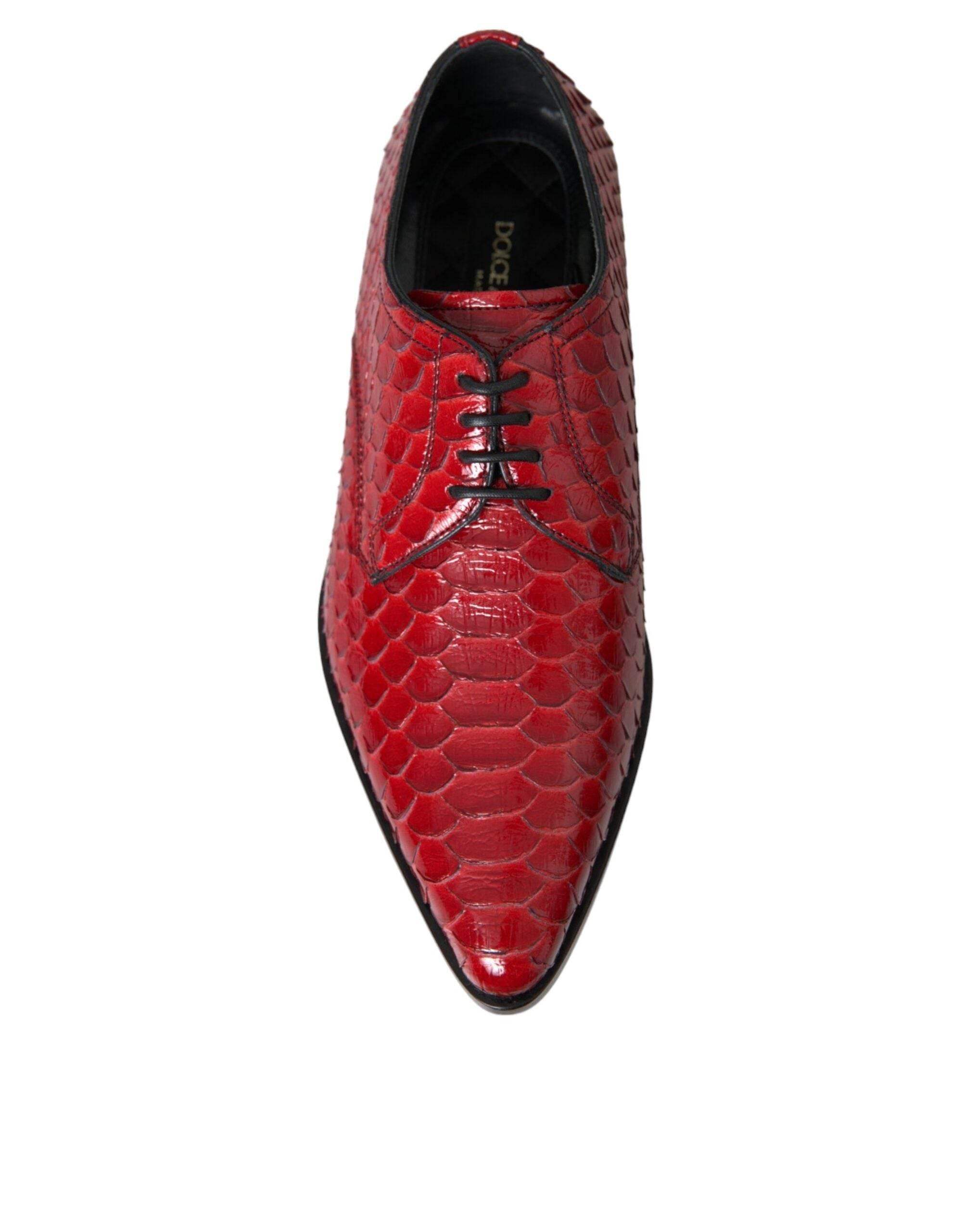 Dolce & Gabbana Red Textured Varnished Derby Men Formal Shoes - Hilstor