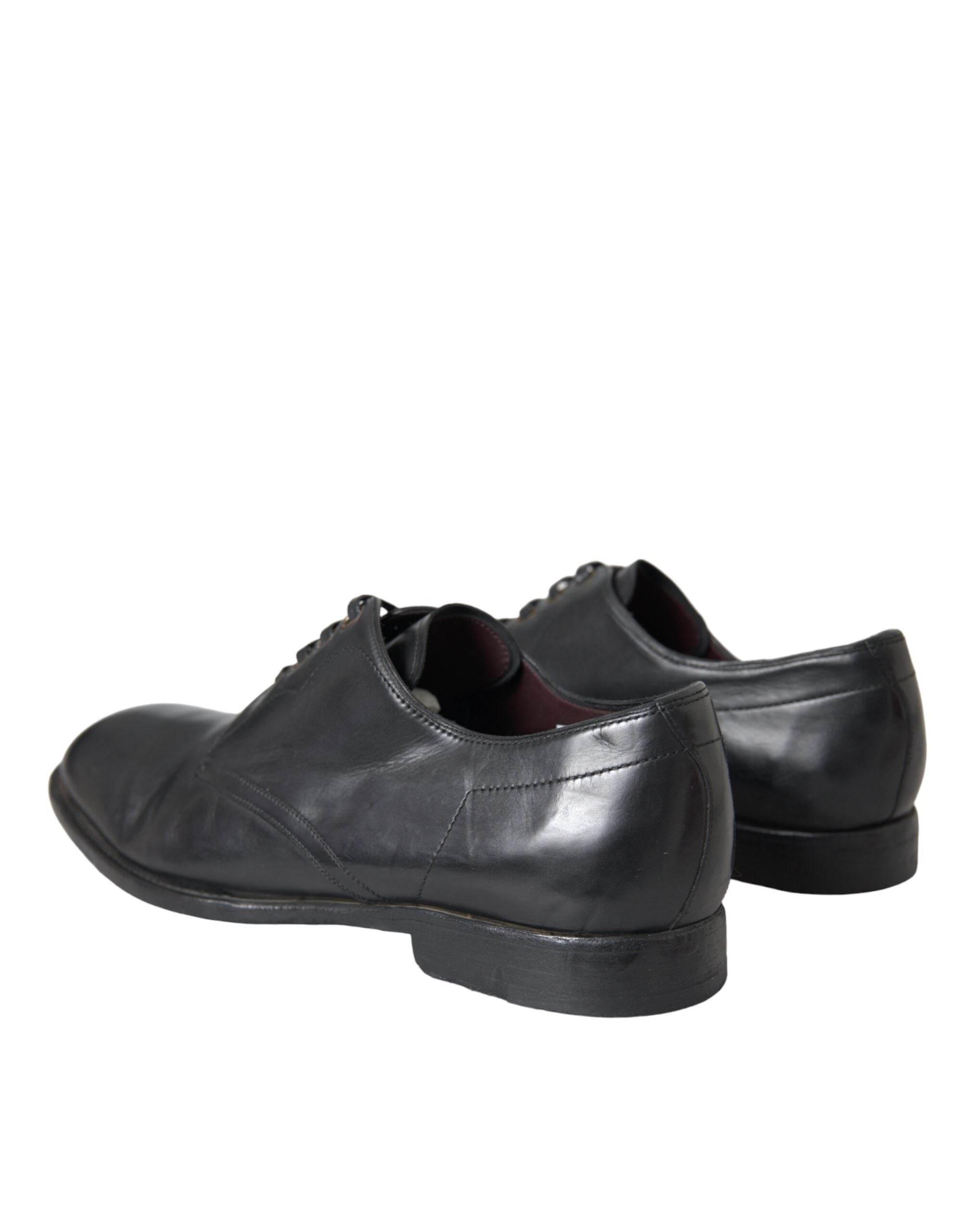 Dolce & Gabbana Black Leather Derby Formal Dress Men Shoes - Hilstor