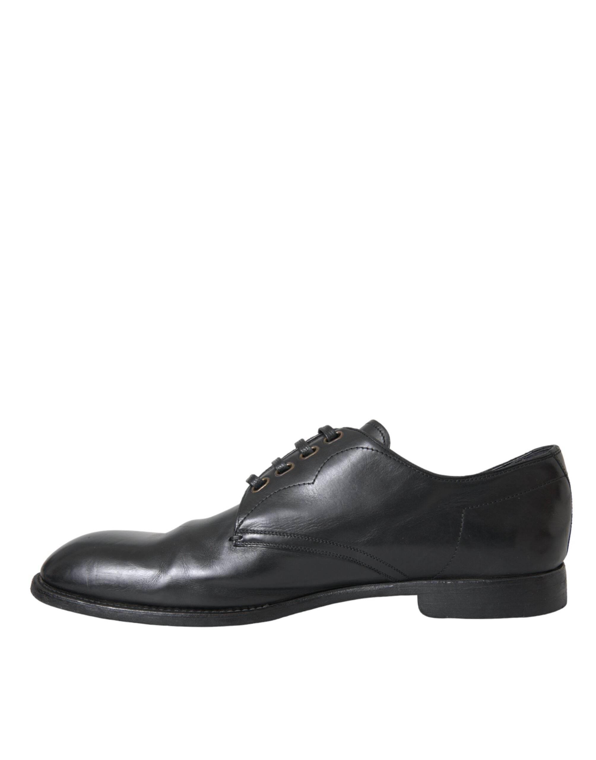 Dolce & Gabbana Black Leather Derby Formal Dress Men Shoes - Hilstor