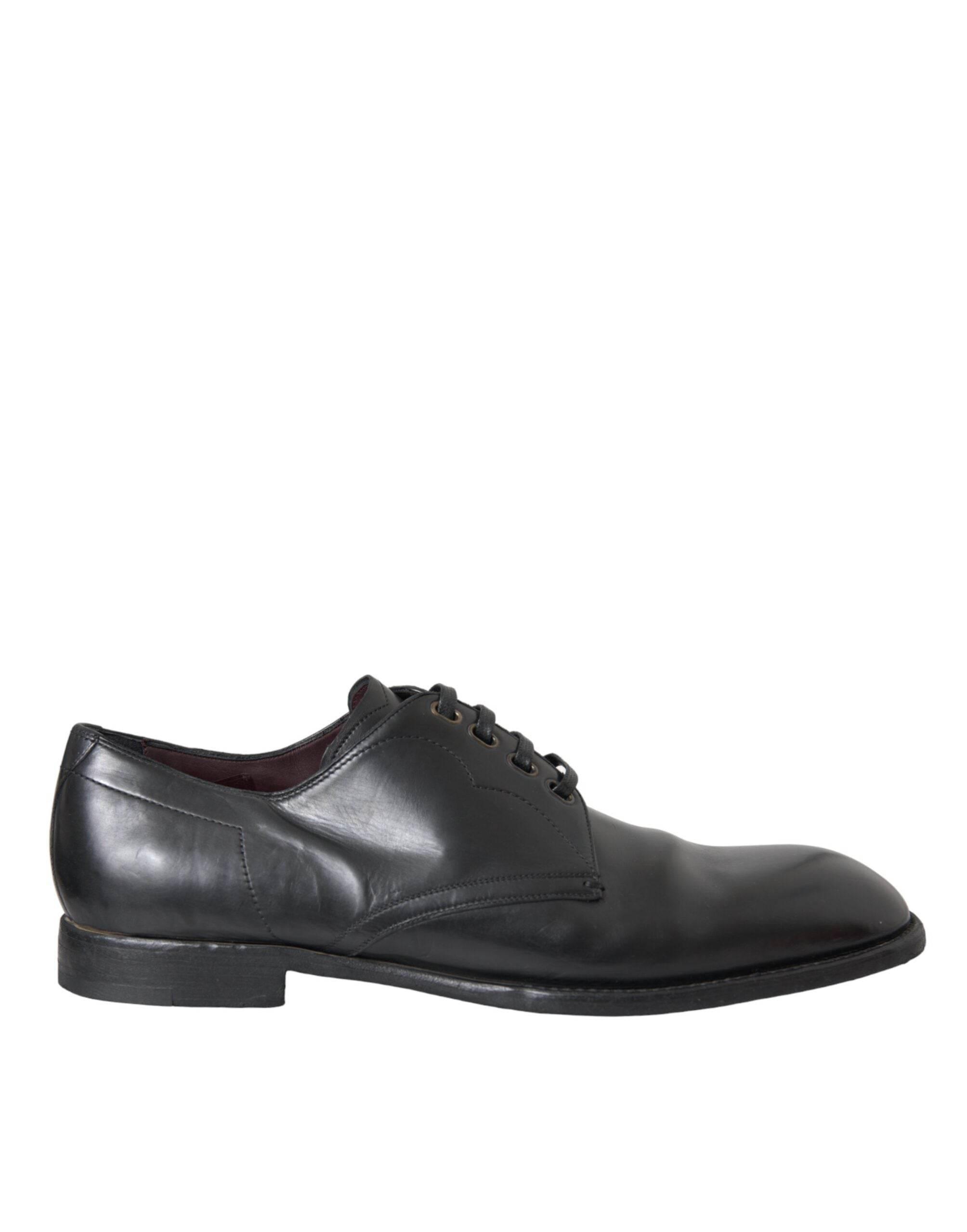 Dolce & Gabbana Black Leather Derby Formal Dress Men Shoes - Hilstor