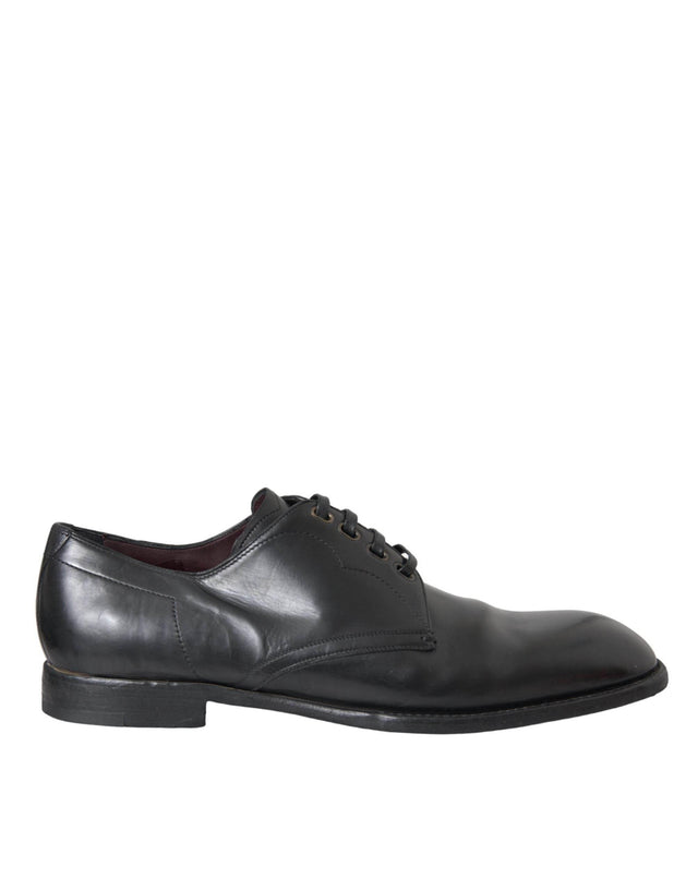Dolce & Gabbana Black Leather Derby Formal Dress Men Shoes - Hilstor