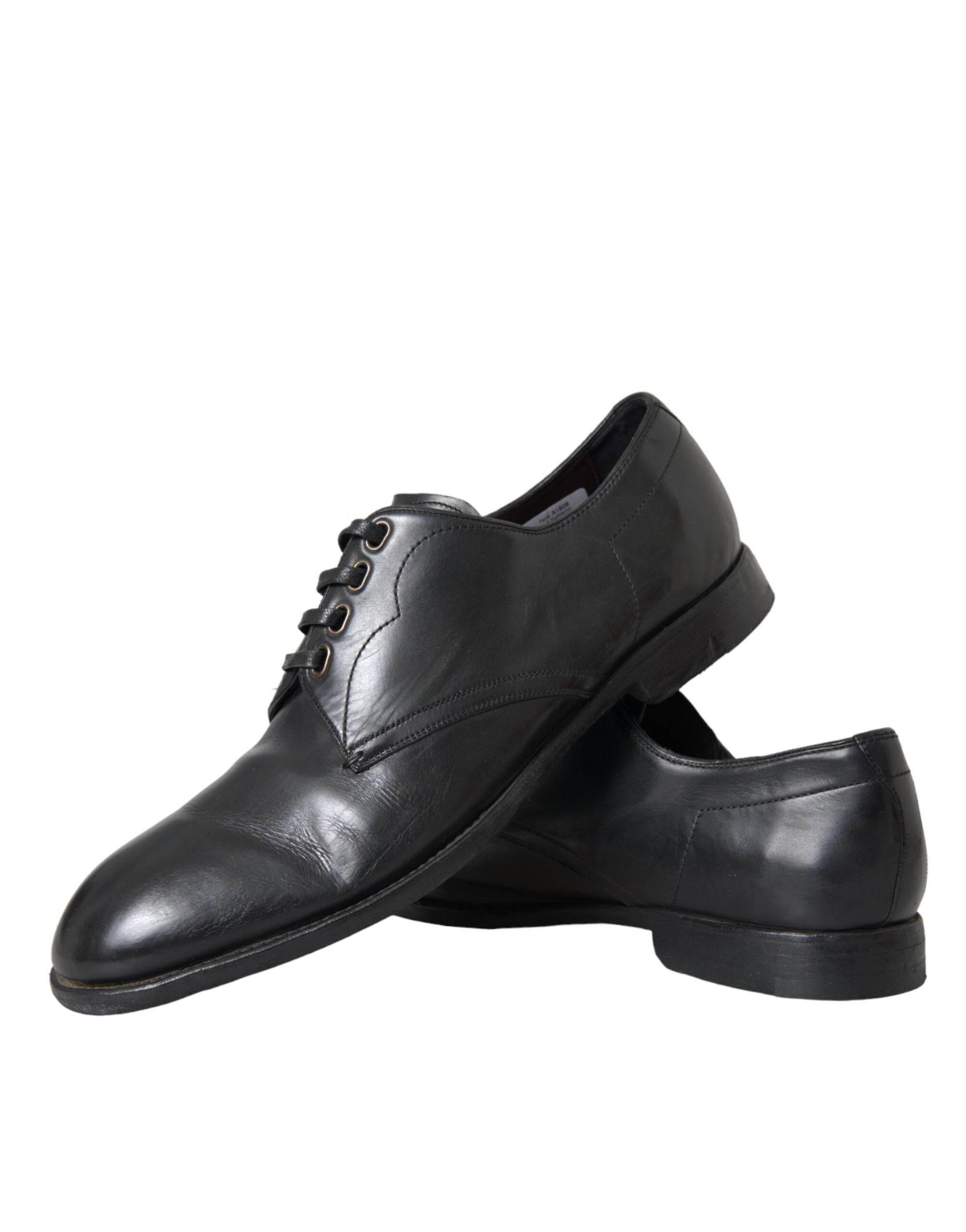 Dolce & Gabbana Black Leather Derby Formal Dress Men Shoes - Hilstor