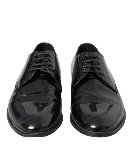 Dolce & Gabbana Black Patent Leather Derby Formal Dress Shoes - Hilstor