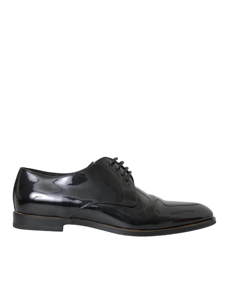 Dolce & Gabbana Black Patent Leather Derby Formal Dress Shoes - Hilstor