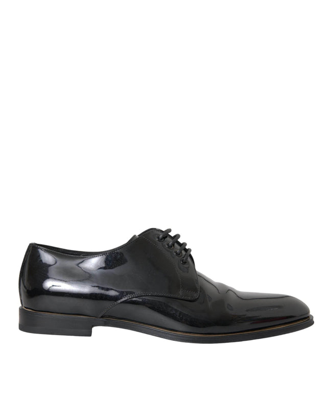Dolce & Gabbana Black Patent Leather Derby Formal Dress Shoes - Hilstor