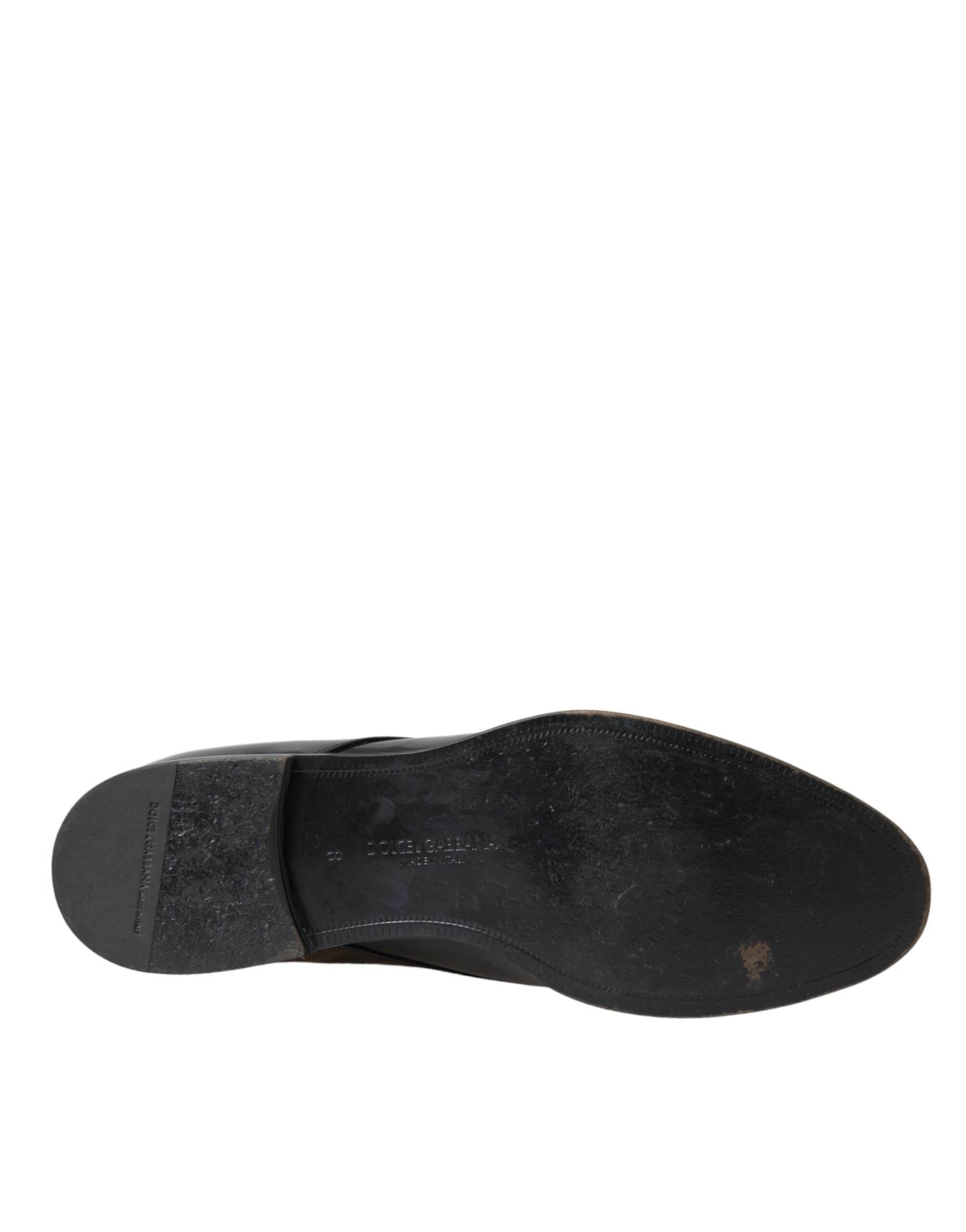 Dolce & Gabbana Black Patent Leather Derby Formal Dress Shoes - Hilstor