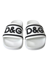 Dolce & Gabbana White Black Sandals Rubber Beachwear Shoes - Hilstor