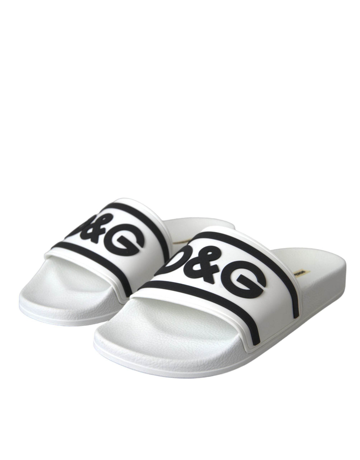 Dolce & Gabbana White Black Sandals Rubber Beachwear Shoes - Hilstor