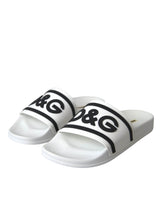 Dolce & Gabbana White Black Sandals Rubber Beachwear Shoes - Hilstor