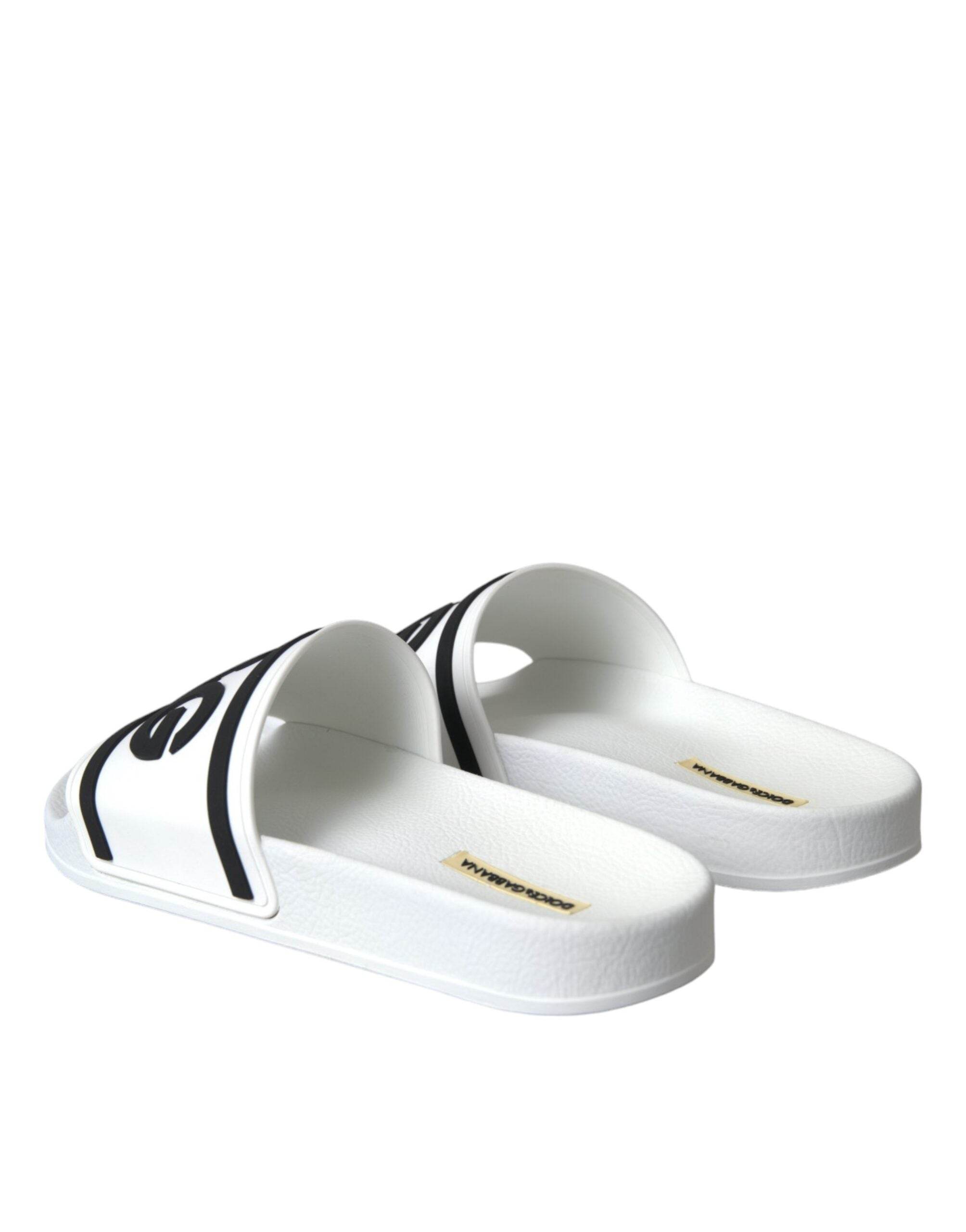 Dolce & Gabbana White Black Sandals Rubber Beachwear Shoes - Hilstor