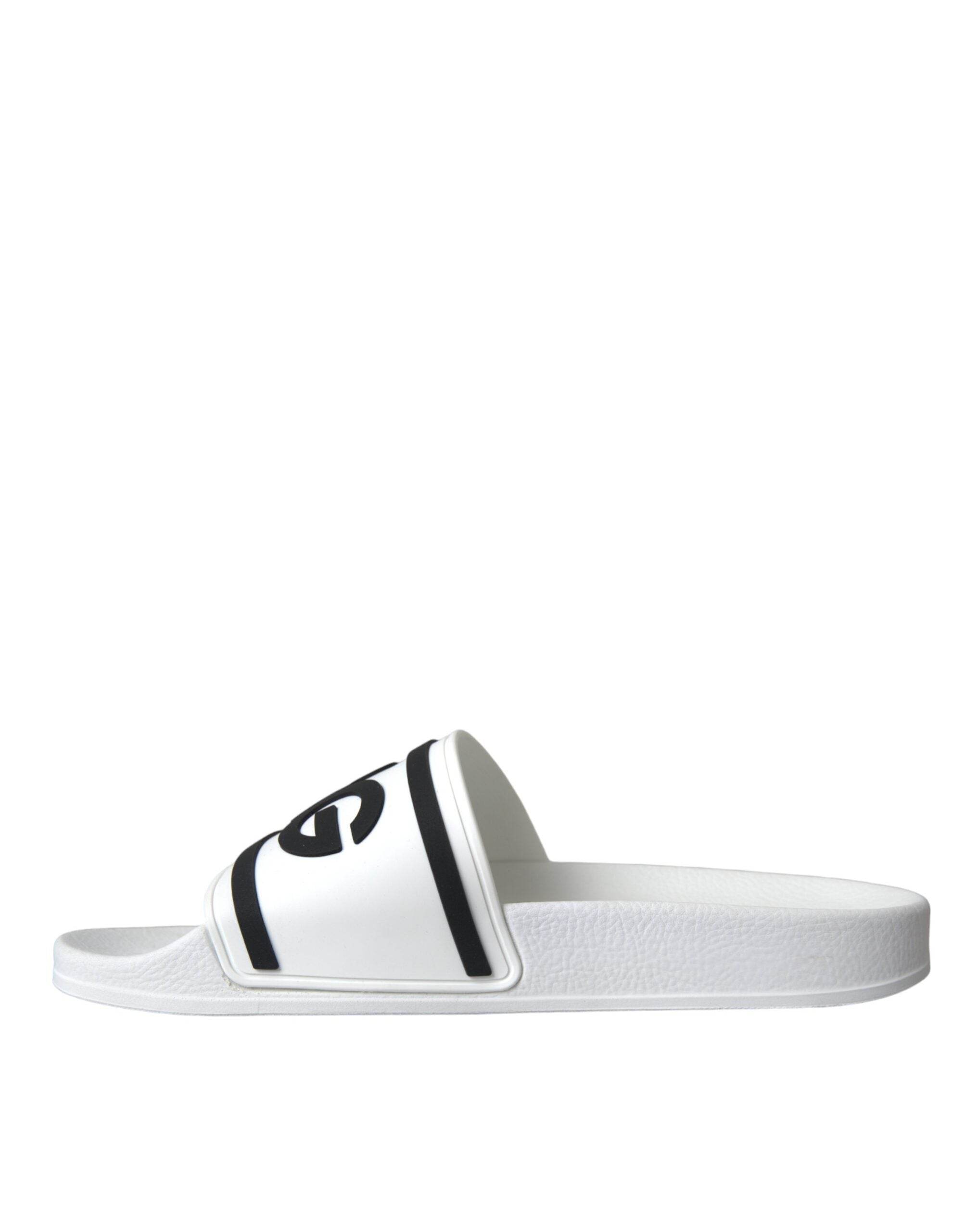 Dolce & Gabbana White Black Sandals Rubber Beachwear Shoes - Hilstor