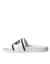 Dolce & Gabbana White Black Sandals Rubber Beachwear Shoes - Hilstor