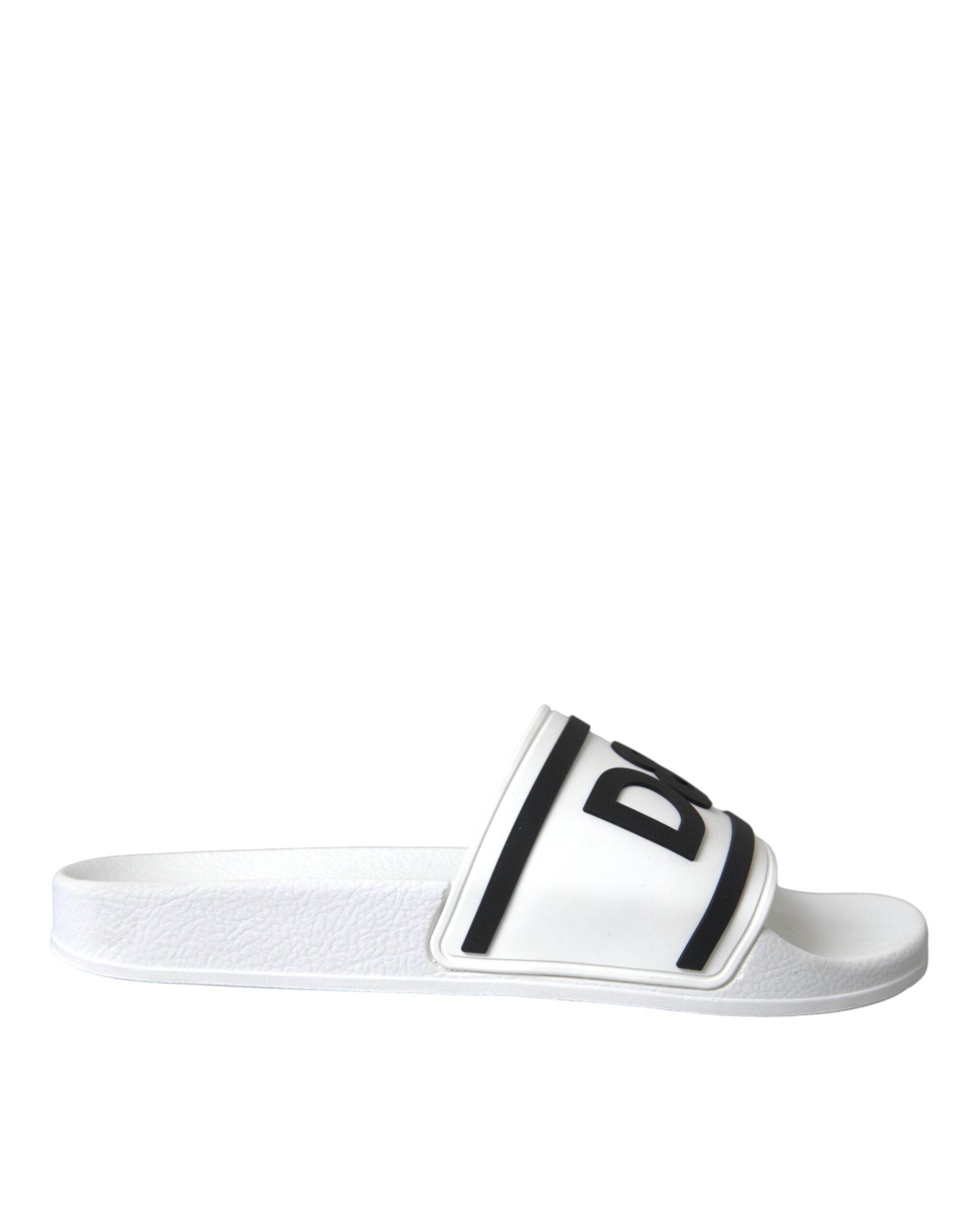 Dolce & Gabbana White Black Sandals Rubber Beachwear Shoes - Hilstor