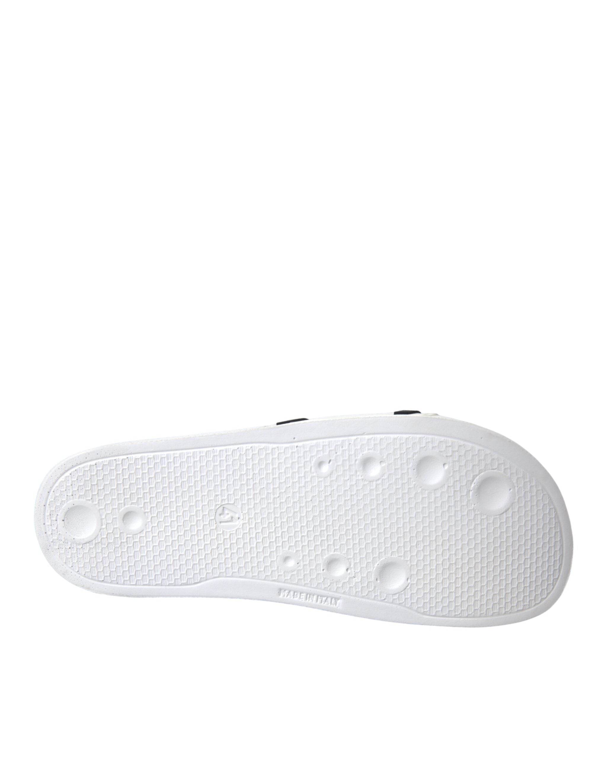 Dolce & Gabbana White Black Sandals Rubber Beachwear Shoes - Hilstor