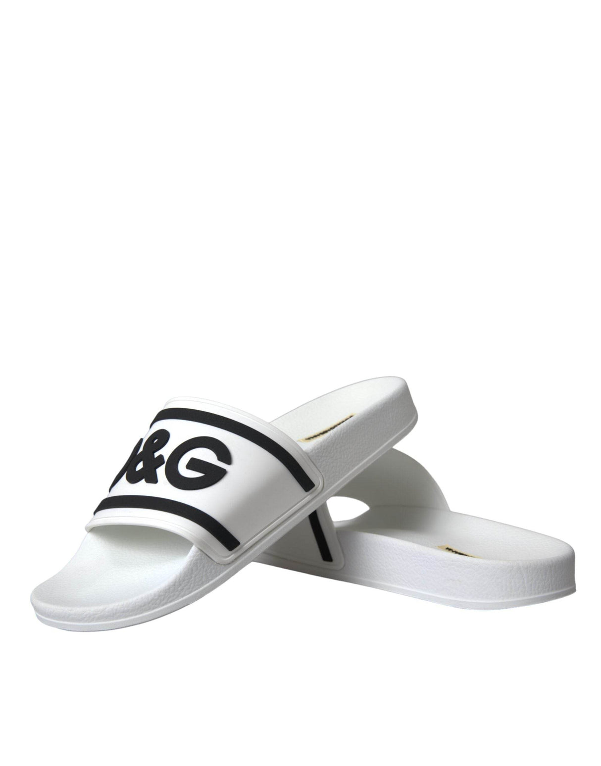 Dolce & Gabbana White Black Sandals Rubber Beachwear Shoes - Hilstor
