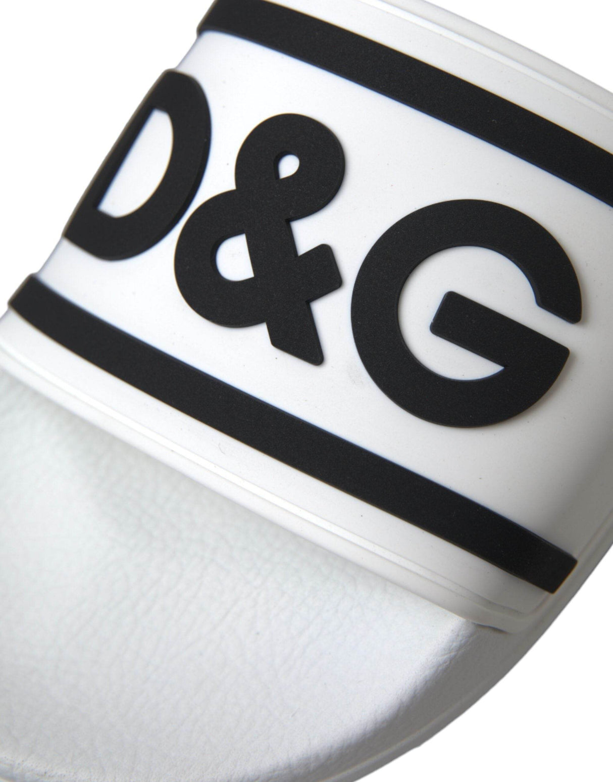 Dolce & Gabbana White Black Sandals Rubber Beachwear Shoes - Hilstor