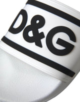 Dolce & Gabbana White Black Sandals Rubber Beachwear Shoes - Hilstor