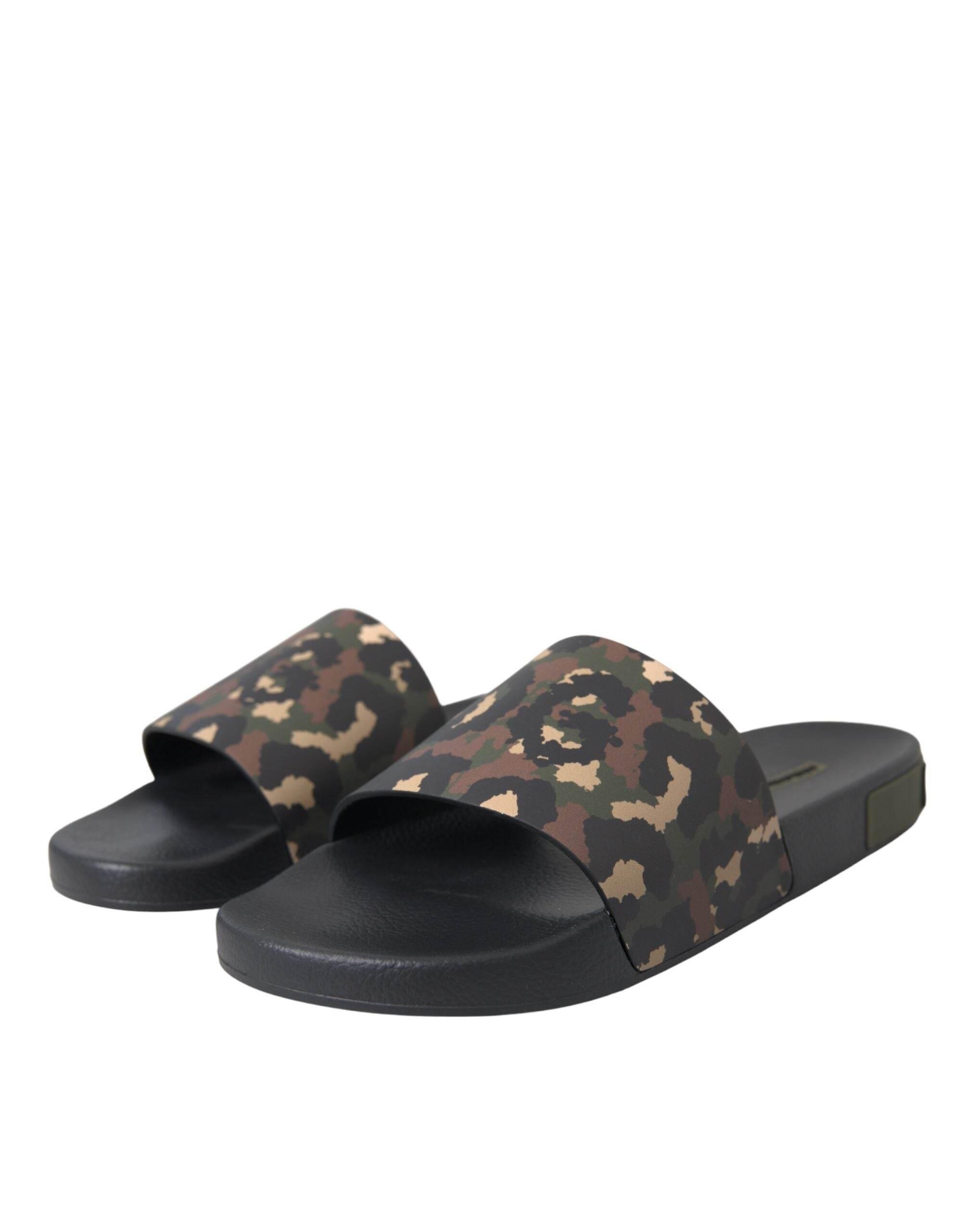 Dolce & Gabbana Multicolor Camouflage Leather Beachwear Men Shoes - Hilstor
