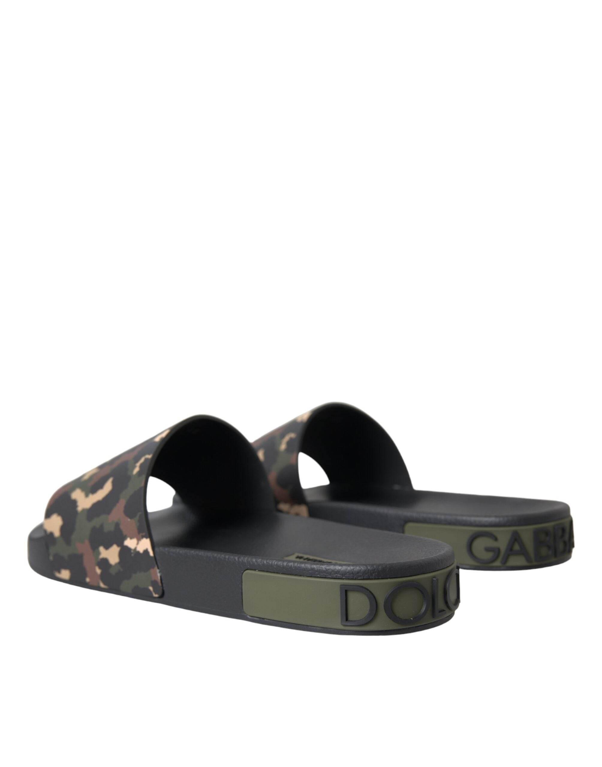 Dolce & Gabbana Multicolor Camouflage Leather Beachwear Men Shoes - Hilstor