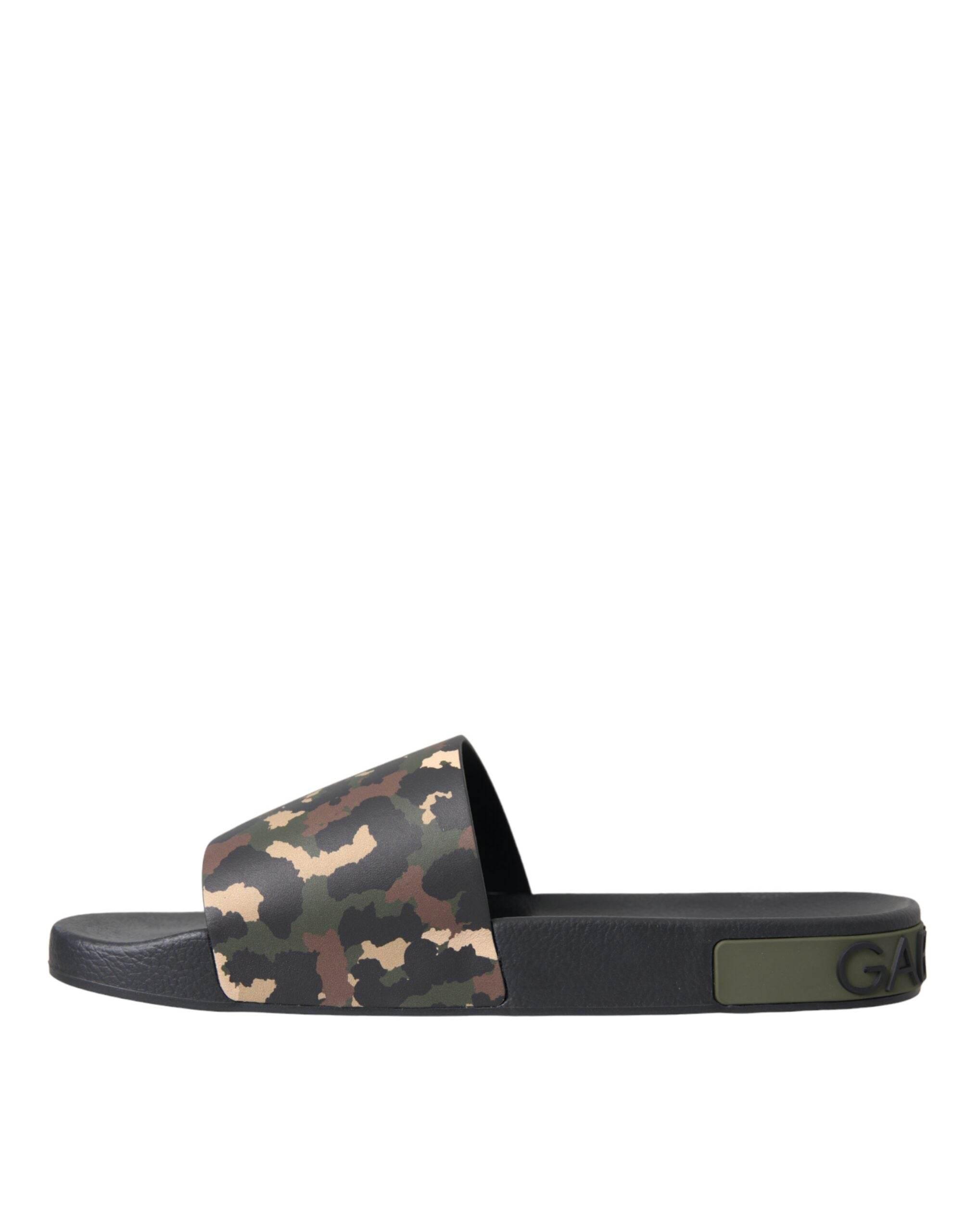 Dolce & Gabbana Multicolor Camouflage Leather Beachwear Men Shoes - Hilstor