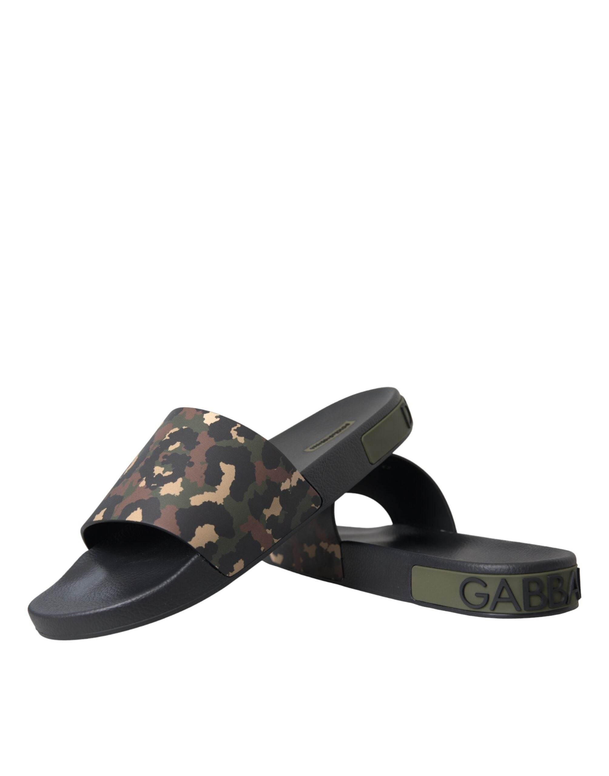 Dolce & Gabbana Multicolor Camouflage Leather Beachwear Men Shoes - Hilstor