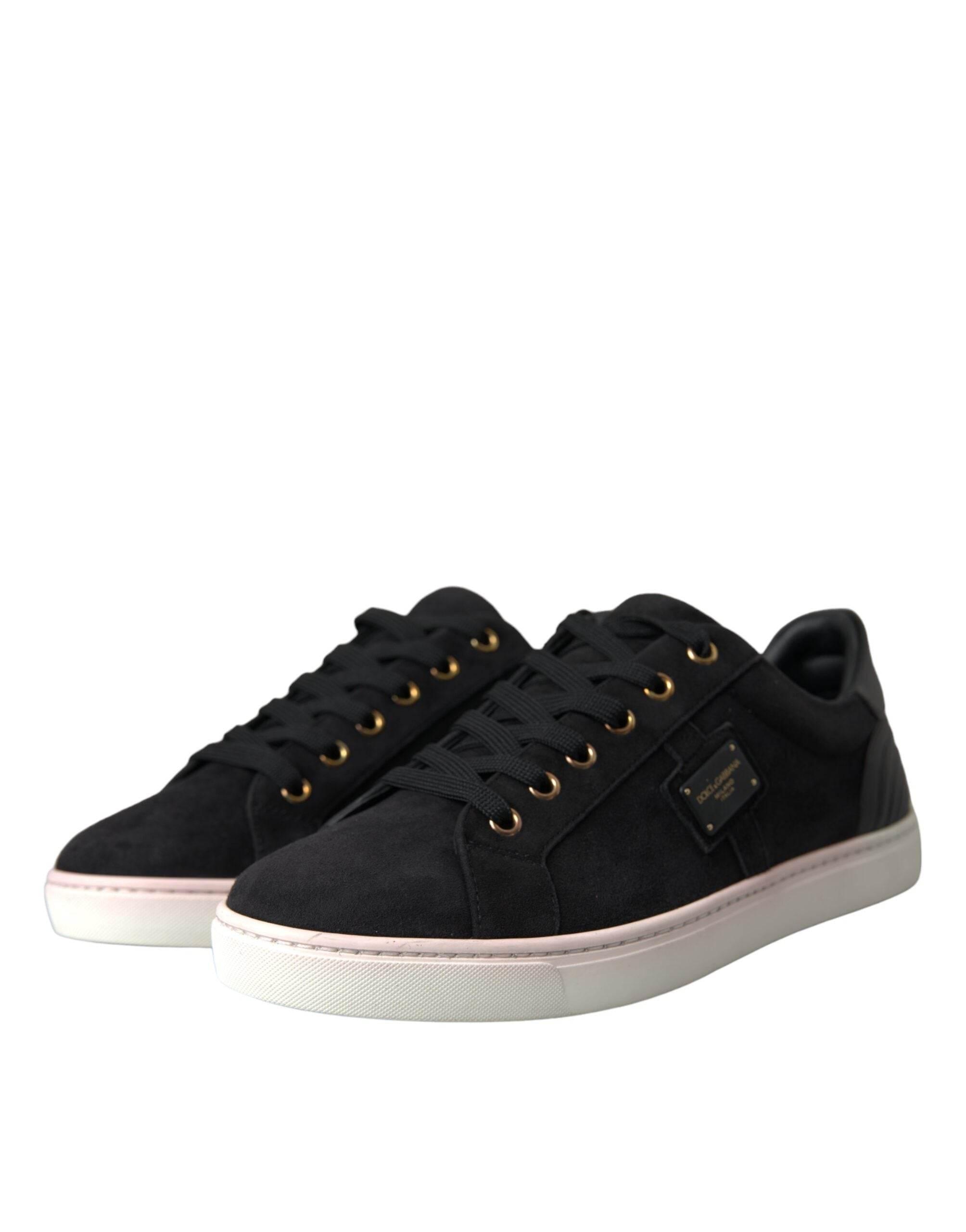 Dolce & Gabbana Black Suede Leather Men Low Top Sneakers Men Shoes - Hilstor