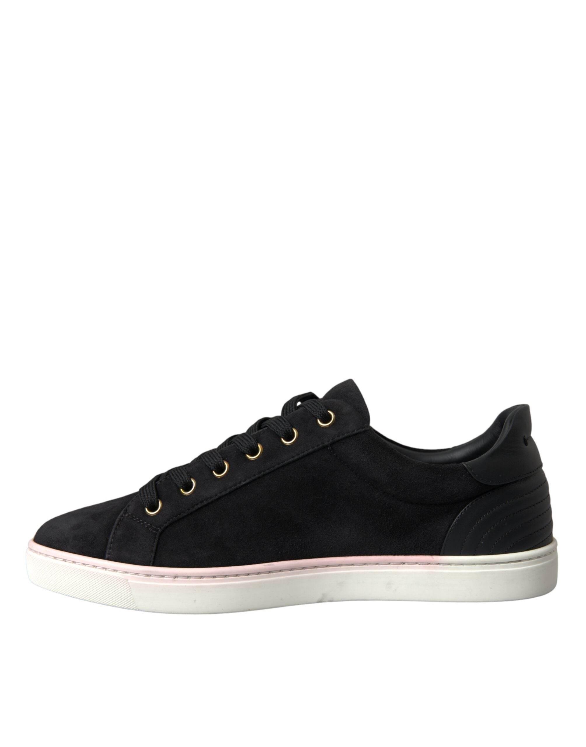 Dolce & Gabbana Black Suede Leather Men Low Top Sneakers Men Shoes - Hilstor