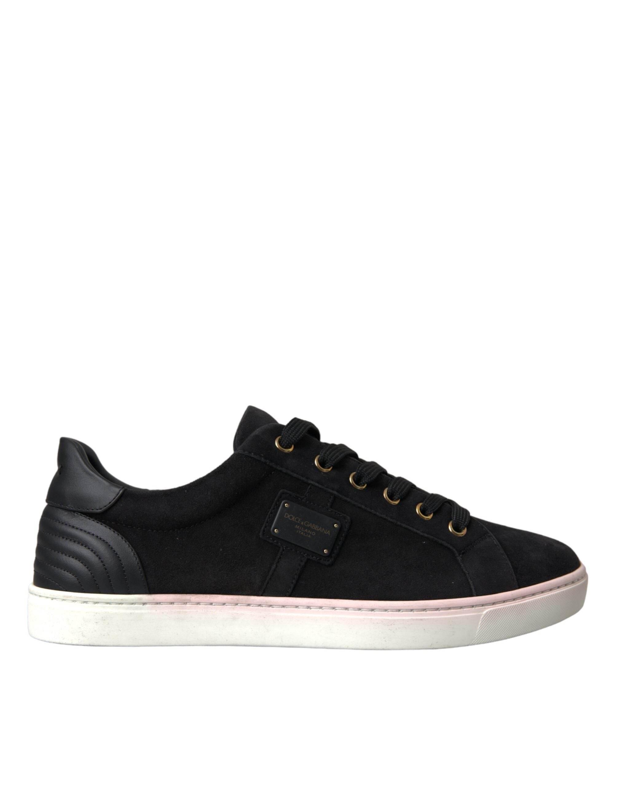 Dolce & Gabbana Black Suede Leather Men Low Top Sneakers Men Shoes - Hilstor