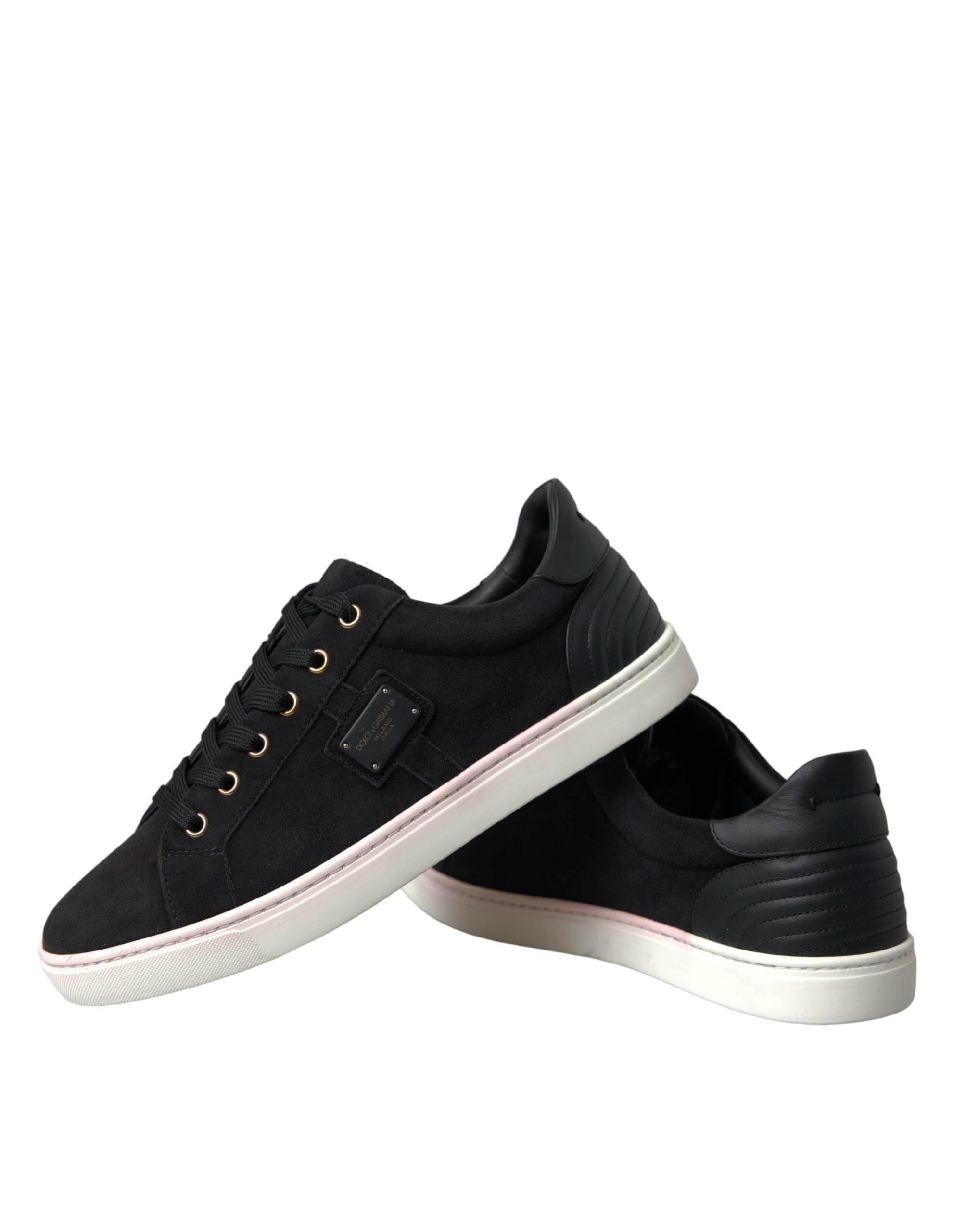 Dolce & Gabbana Black Suede Leather Men Low Top Sneakers Men Shoes - Hilstor