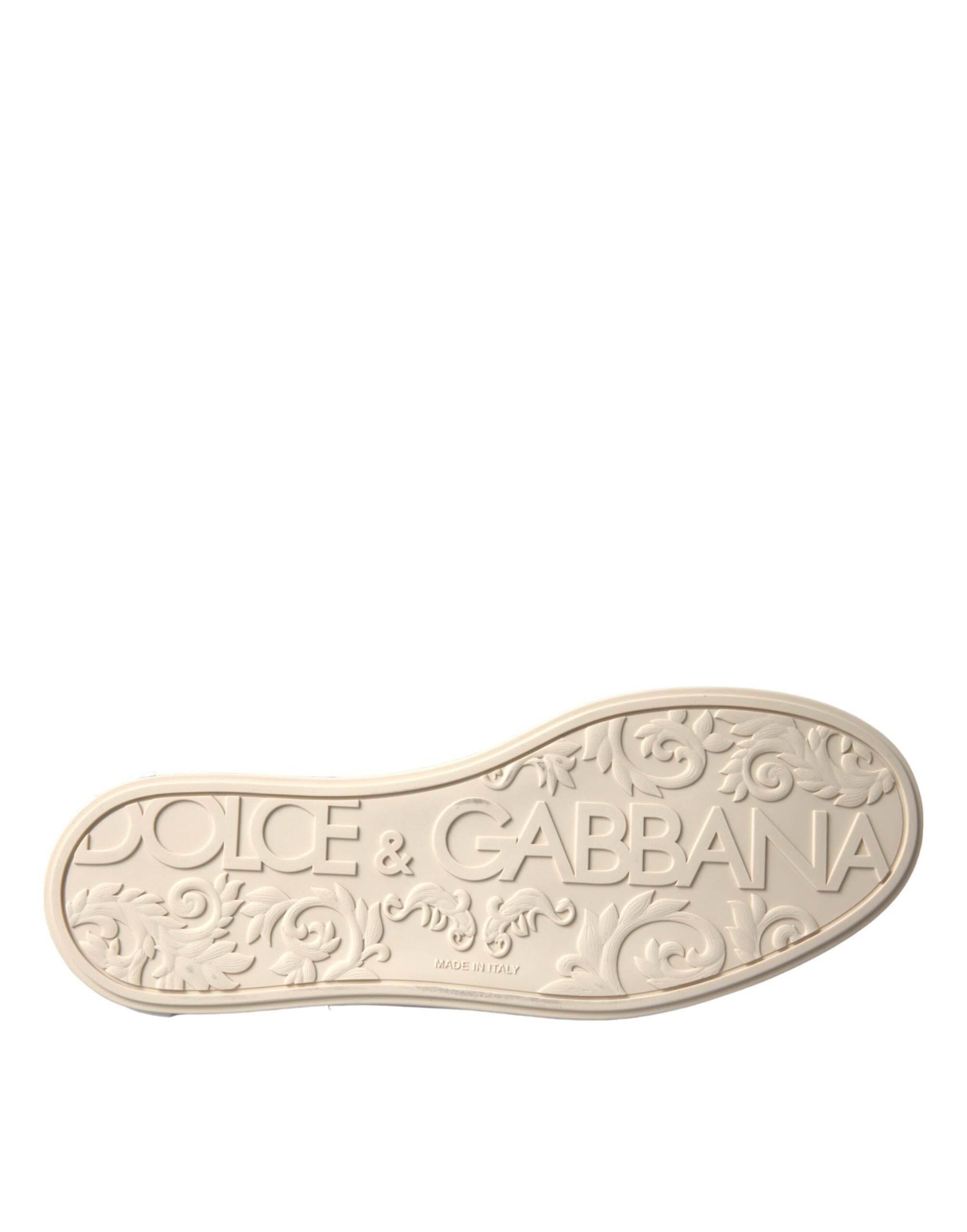 Dolce & Gabbana Silver Portofino Calf Leather Sneakers Men Shoes - Hilstor