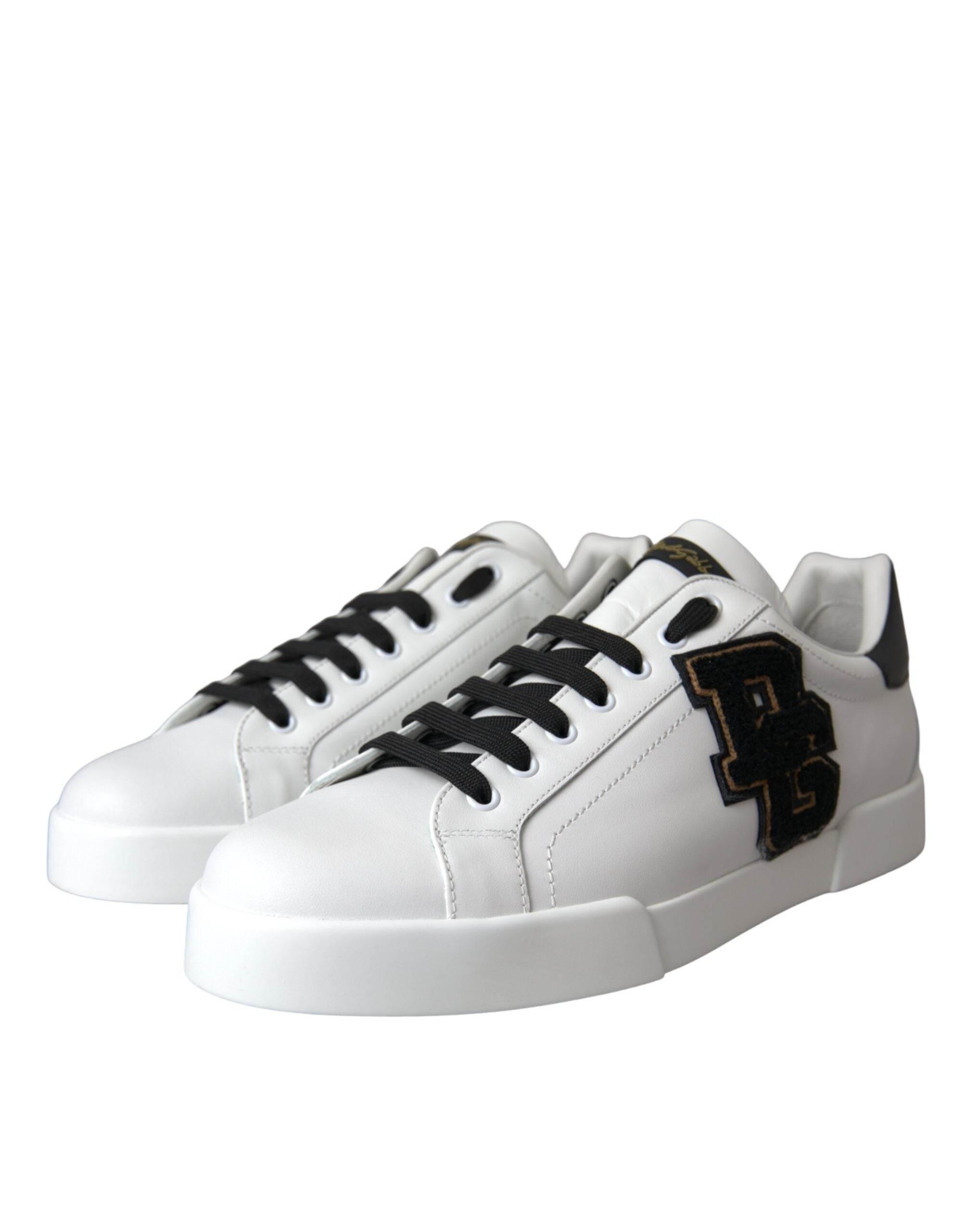 Dolce & Gabbana White Leather DG Logo Casual Low Top Sneakers Shoes - Hilstor