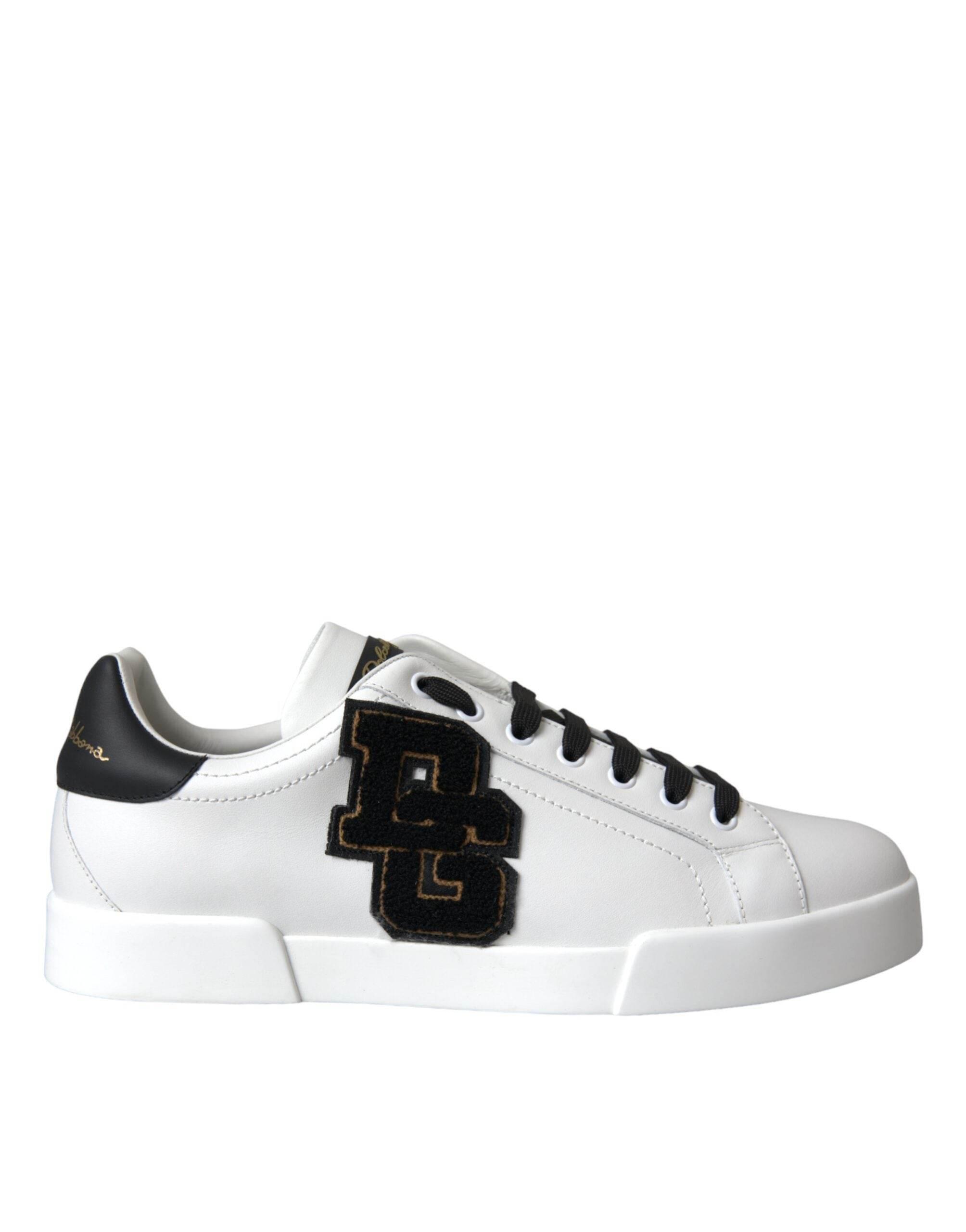 Dolce & Gabbana White Leather DG Logo Casual Low Top Sneakers Shoes - Hilstor