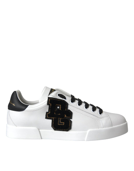 Dolce & Gabbana White Leather DG Logo Casual Low Top Sneakers Shoes - Hilstor