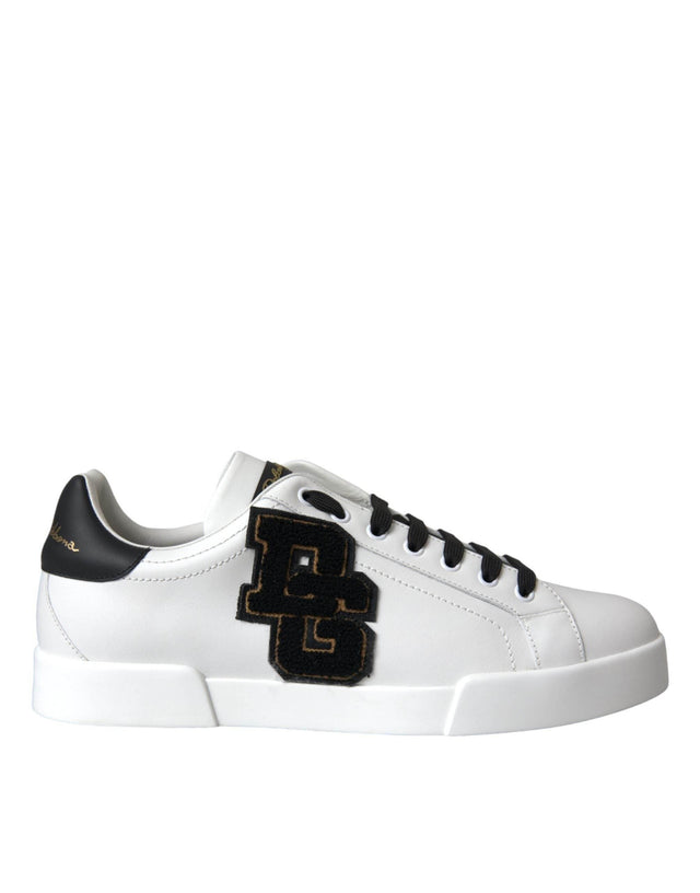 Dolce & Gabbana White Leather DG Logo Casual Low Top Sneakers Shoes - Hilstor