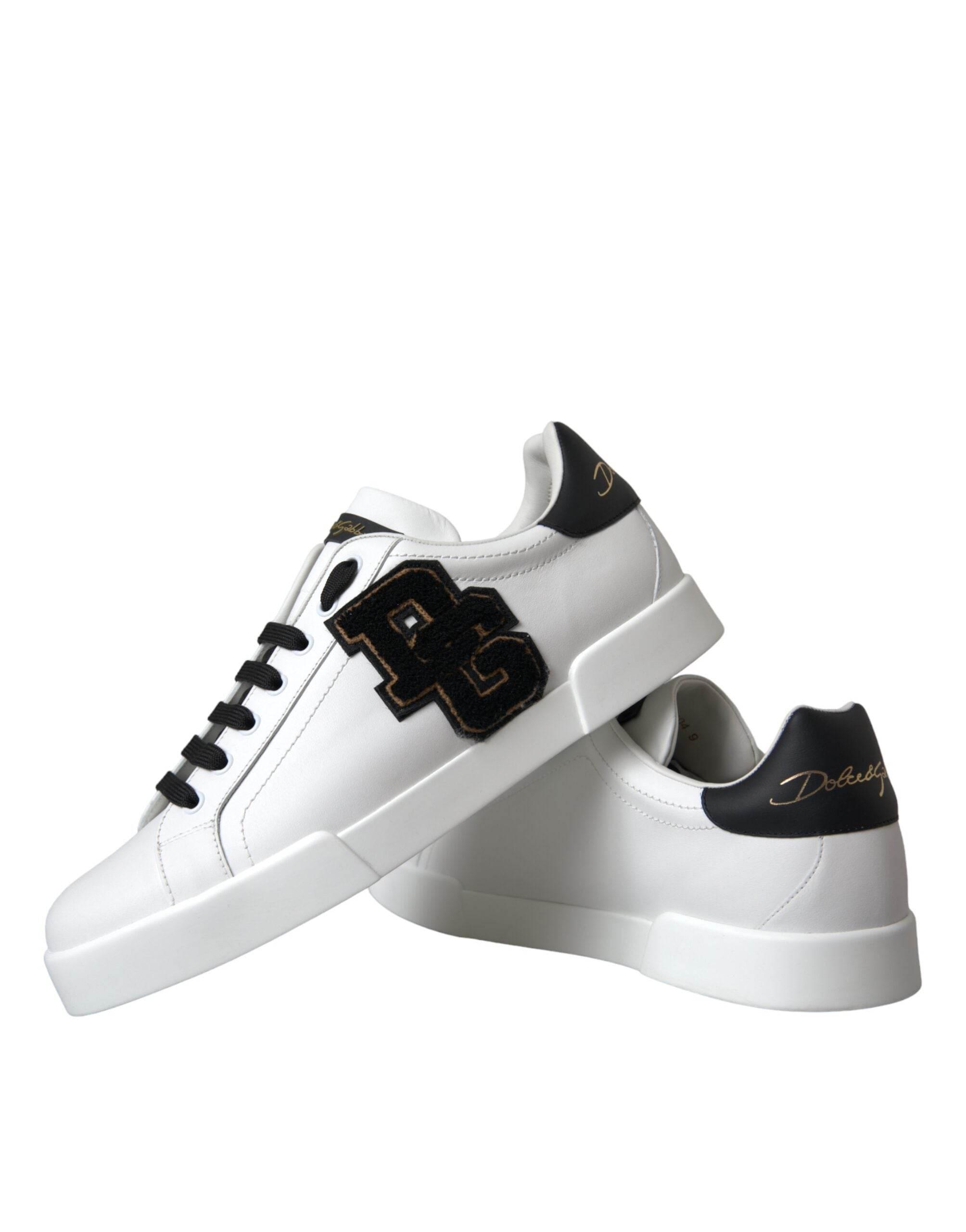 Dolce & Gabbana White Leather DG Logo Casual Low Top Sneakers Shoes - Hilstor