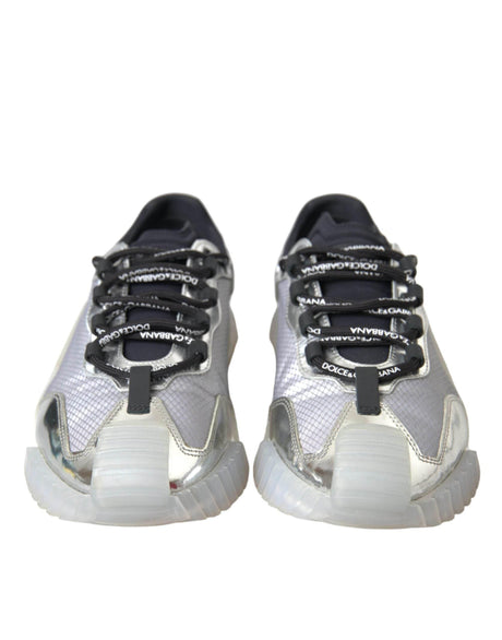 Dolce & Gabbana Silver Black Nylon NS1 Low Top Sneakers Men Shoes - Hilstor