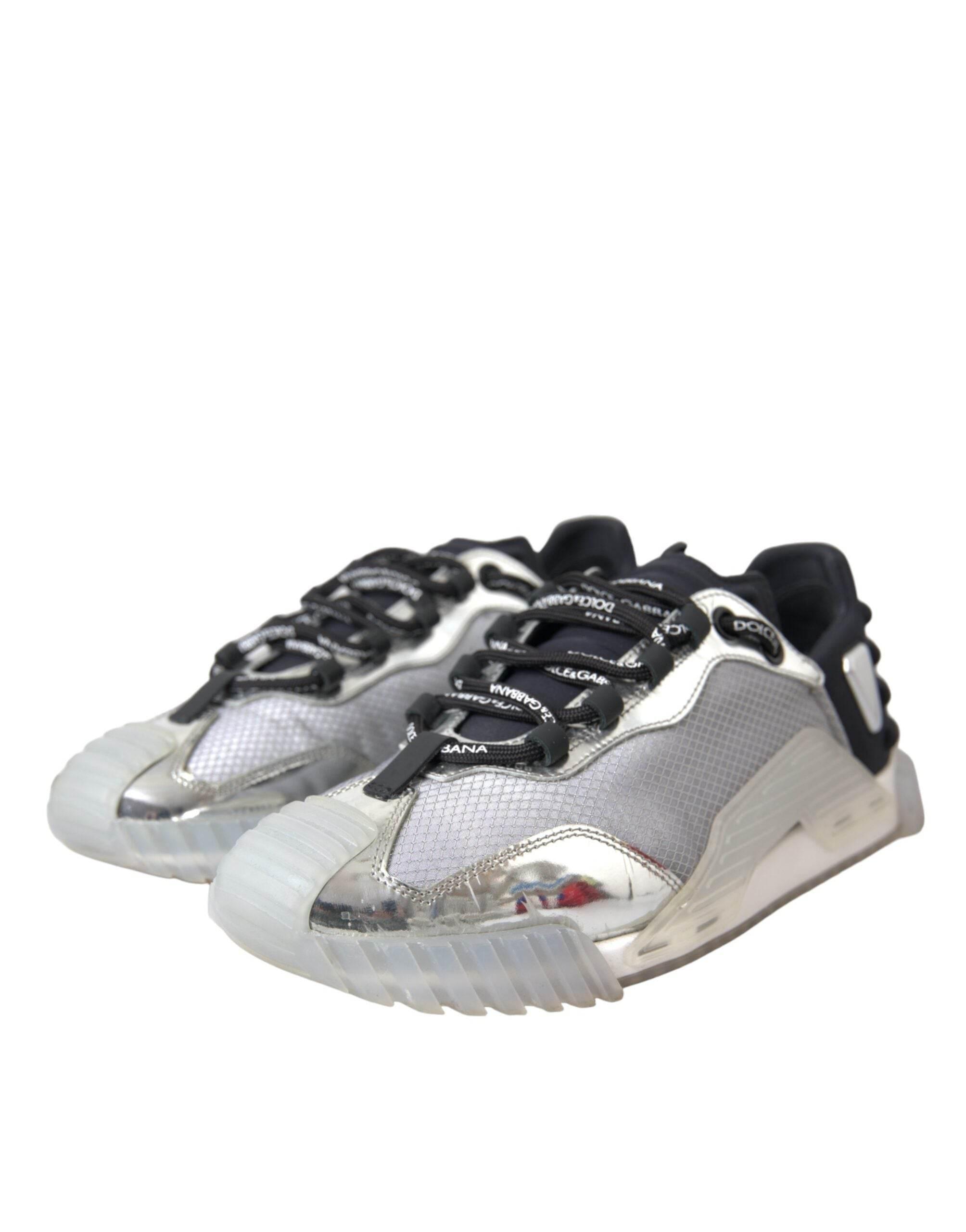 Dolce & Gabbana Silver Black Nylon NS1 Low Top Sneakers Men Shoes - Hilstor