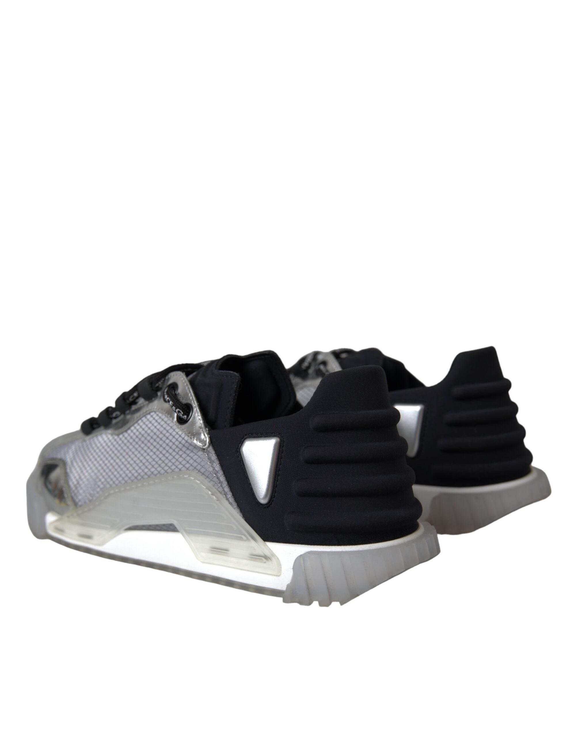 Dolce & Gabbana Silver Black Nylon NS1 Low Top Sneakers Men Shoes - Hilstor