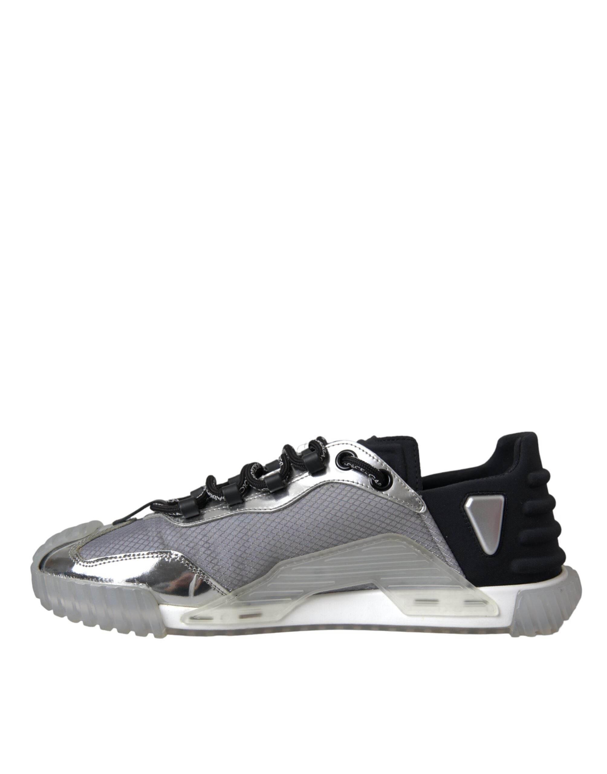 Dolce & Gabbana Silver Black Nylon NS1 Low Top Sneakers Men Shoes - Hilstor