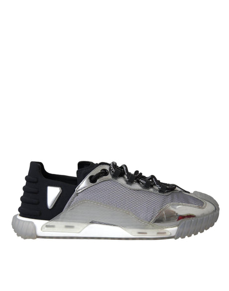 Dolce & Gabbana Silver Black Nylon NS1 Low Top Sneakers Men Shoes - Hilstor