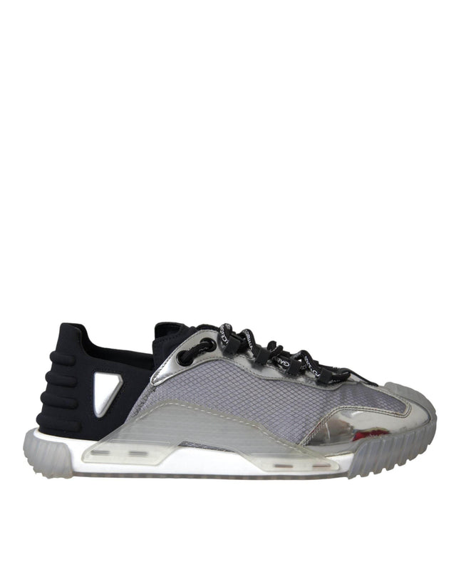 Dolce & Gabbana Silver Black Nylon NS1 Low Top Sneakers Men Shoes - Hilstor