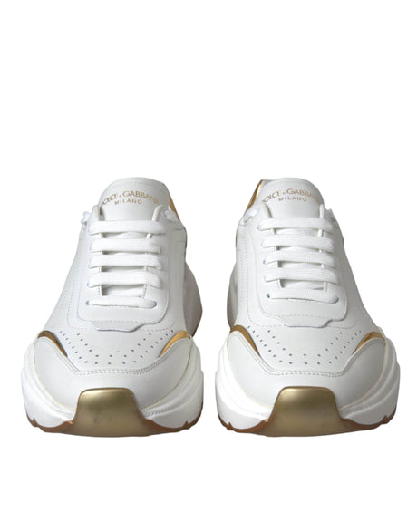 Dolce & Gabbana White Gold DAYMASTER Leather Sneakers Shoes - Hilstor
