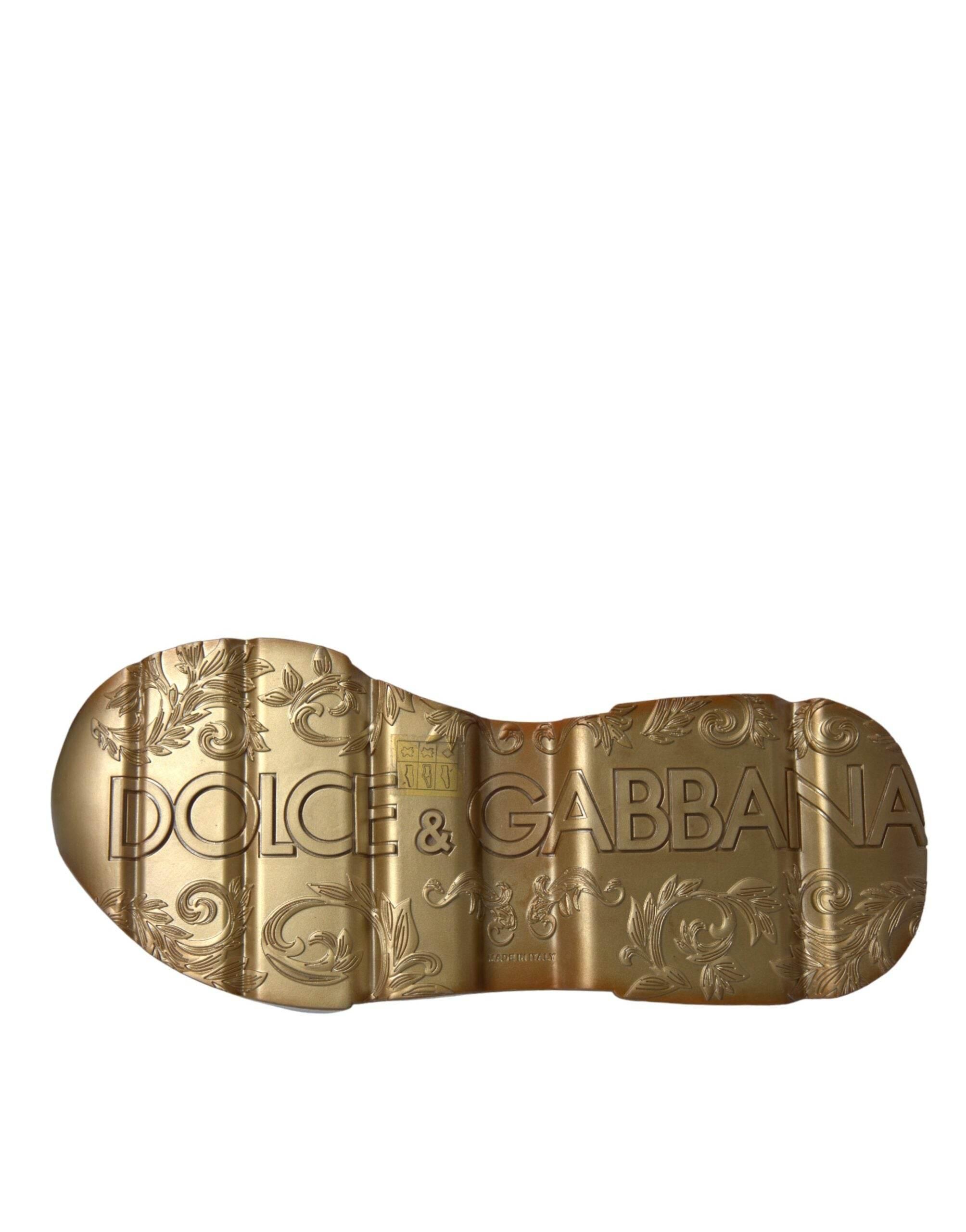 Dolce & Gabbana White Gold DAYMASTER Leather Sneakers Men Shoes - Hilstor