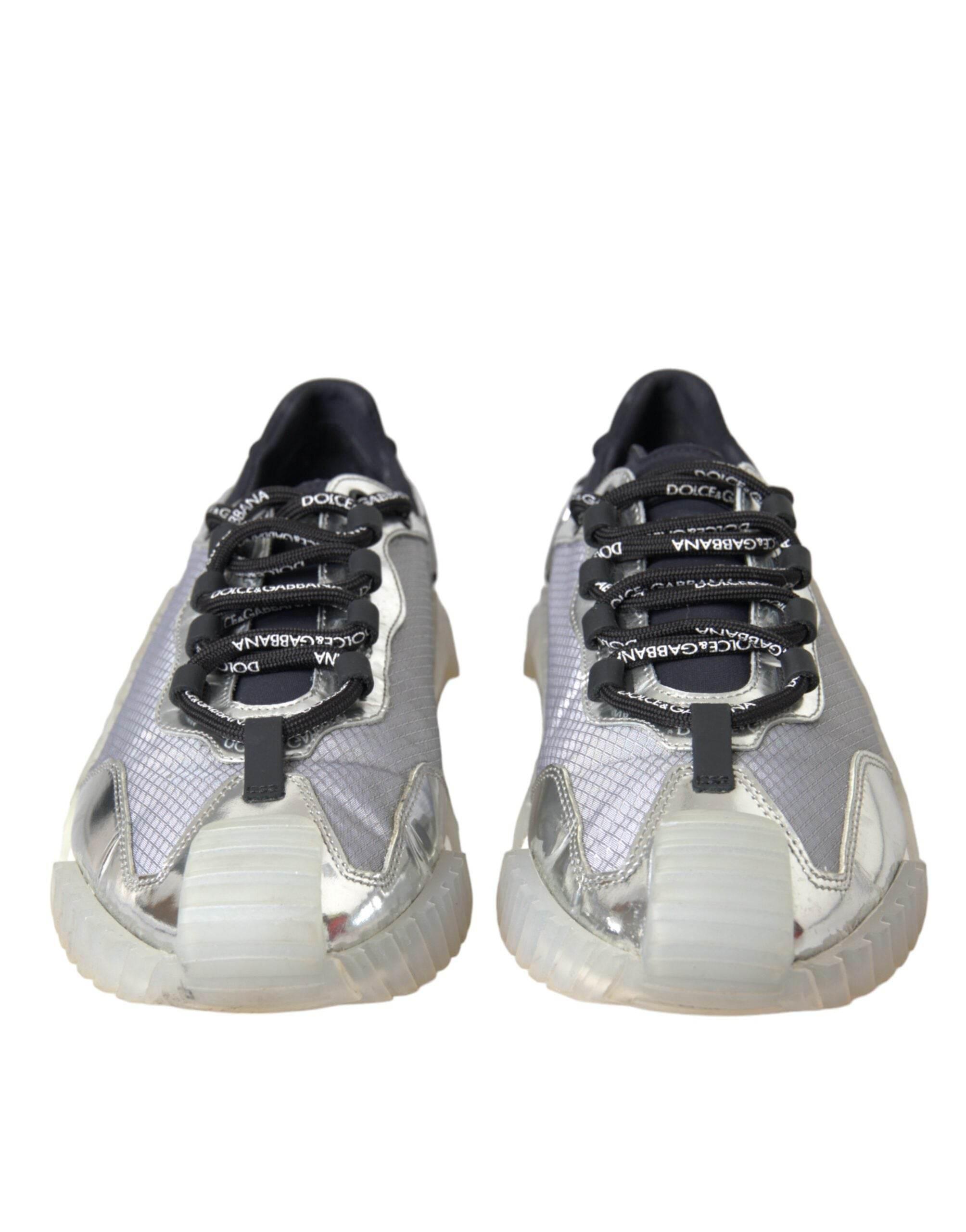 Dolce & Gabbana Silver Black Nylon NS1 Low Top Sneakers Men Shoes - Hilstor