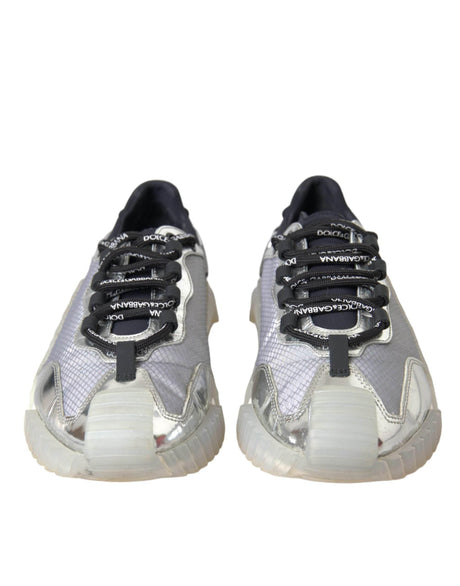 Dolce & Gabbana Silver Black Nylon NS1 Low Top Sneakers Men Shoes - Hilstor