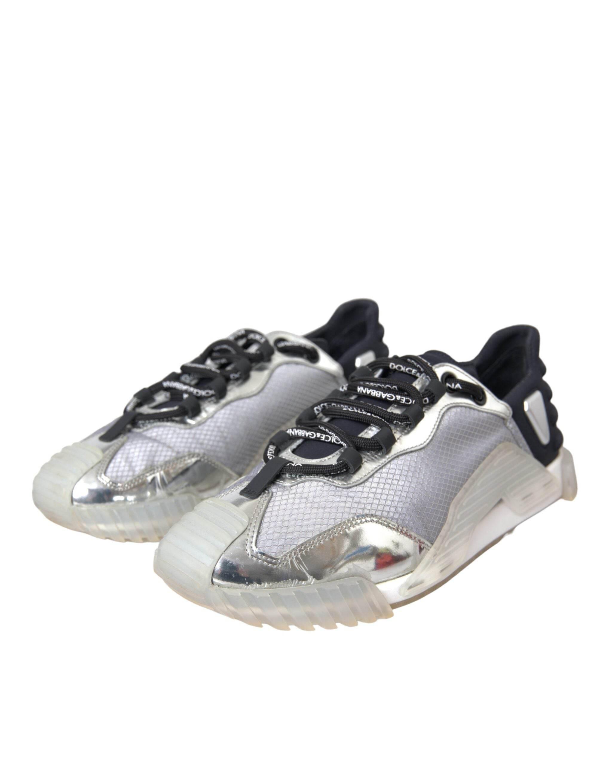 Dolce & Gabbana Silver Black Nylon NS1 Low Top Sneakers Men Shoes - Hilstor