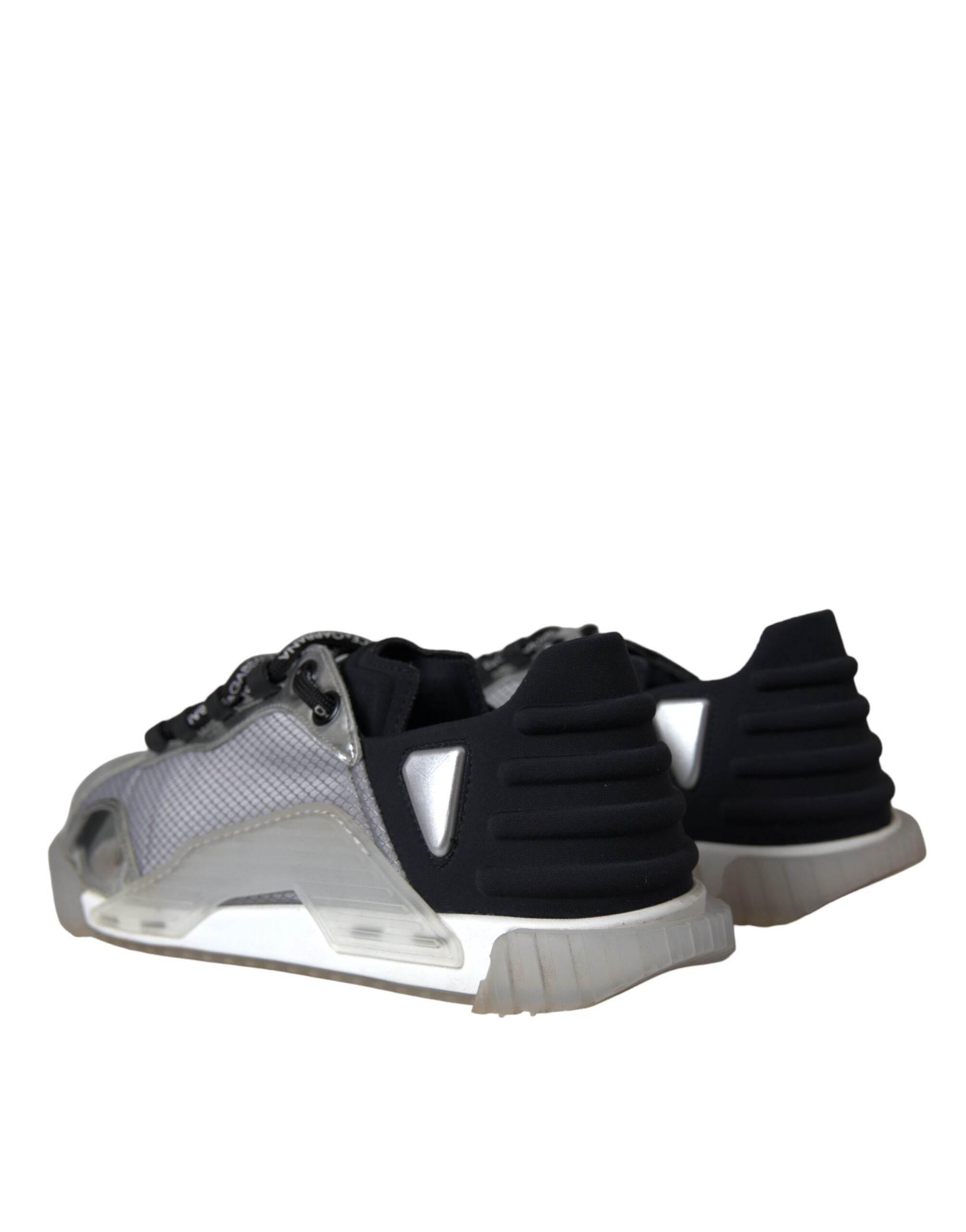 Dolce & Gabbana Silver Black Nylon NS1 Low Top Sneakers Men Shoes - Hilstor