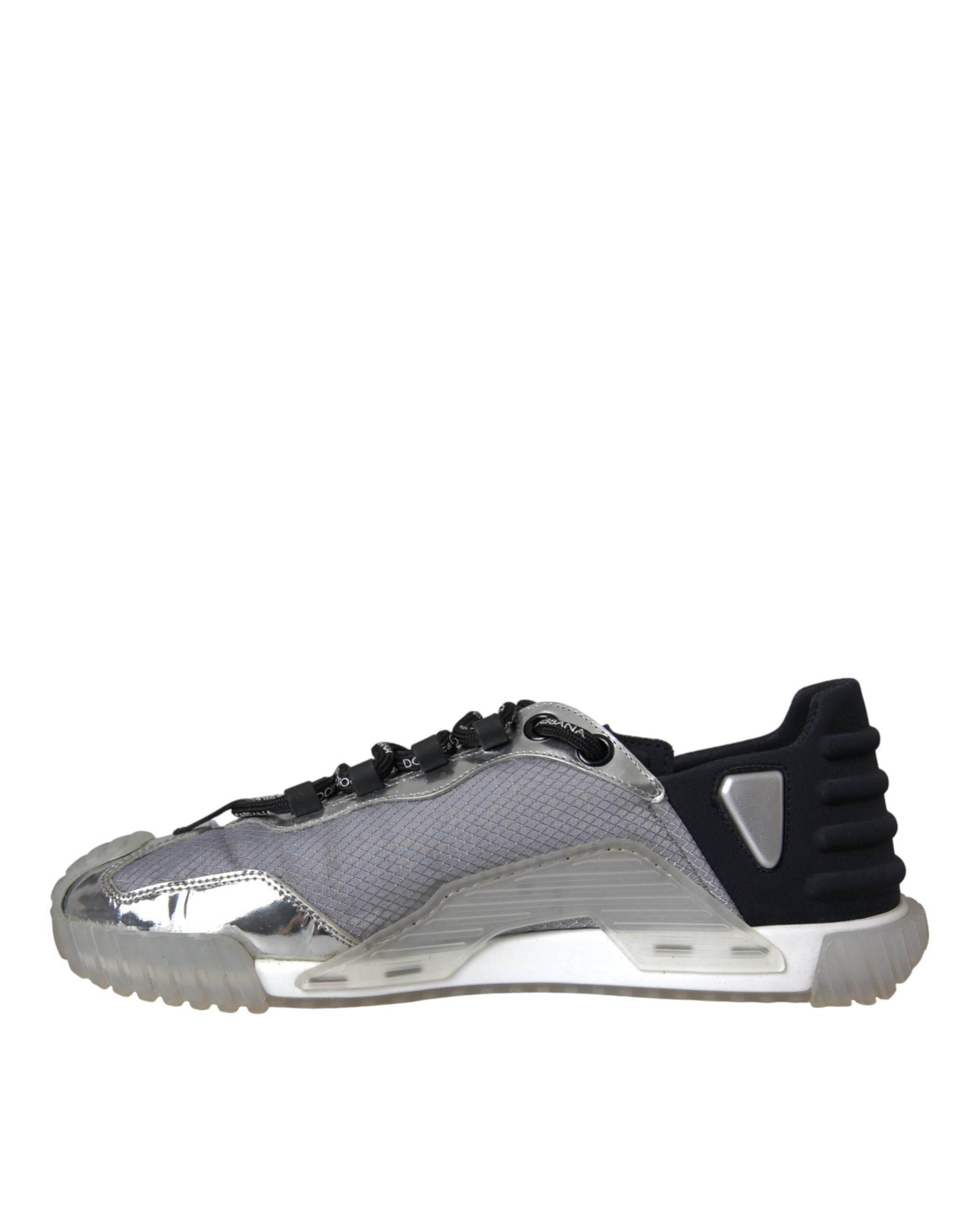 Dolce & Gabbana Silver Black Nylon NS1 Low Top Sneakers Men Shoes - Hilstor