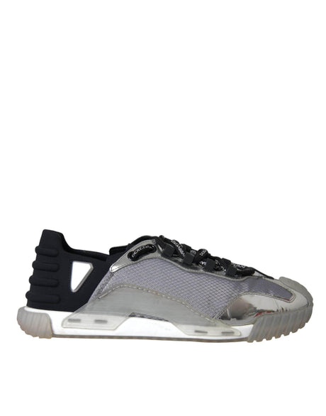 Dolce & Gabbana Silver Black Nylon NS1 Low Top Sneakers Men Shoes - Hilstor