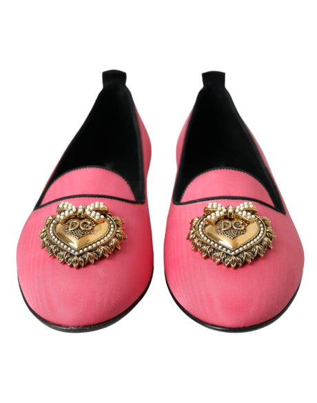 Dolce & Gabbana Pink Velvet Slip On Loafers Flats Shoes - Hilstor